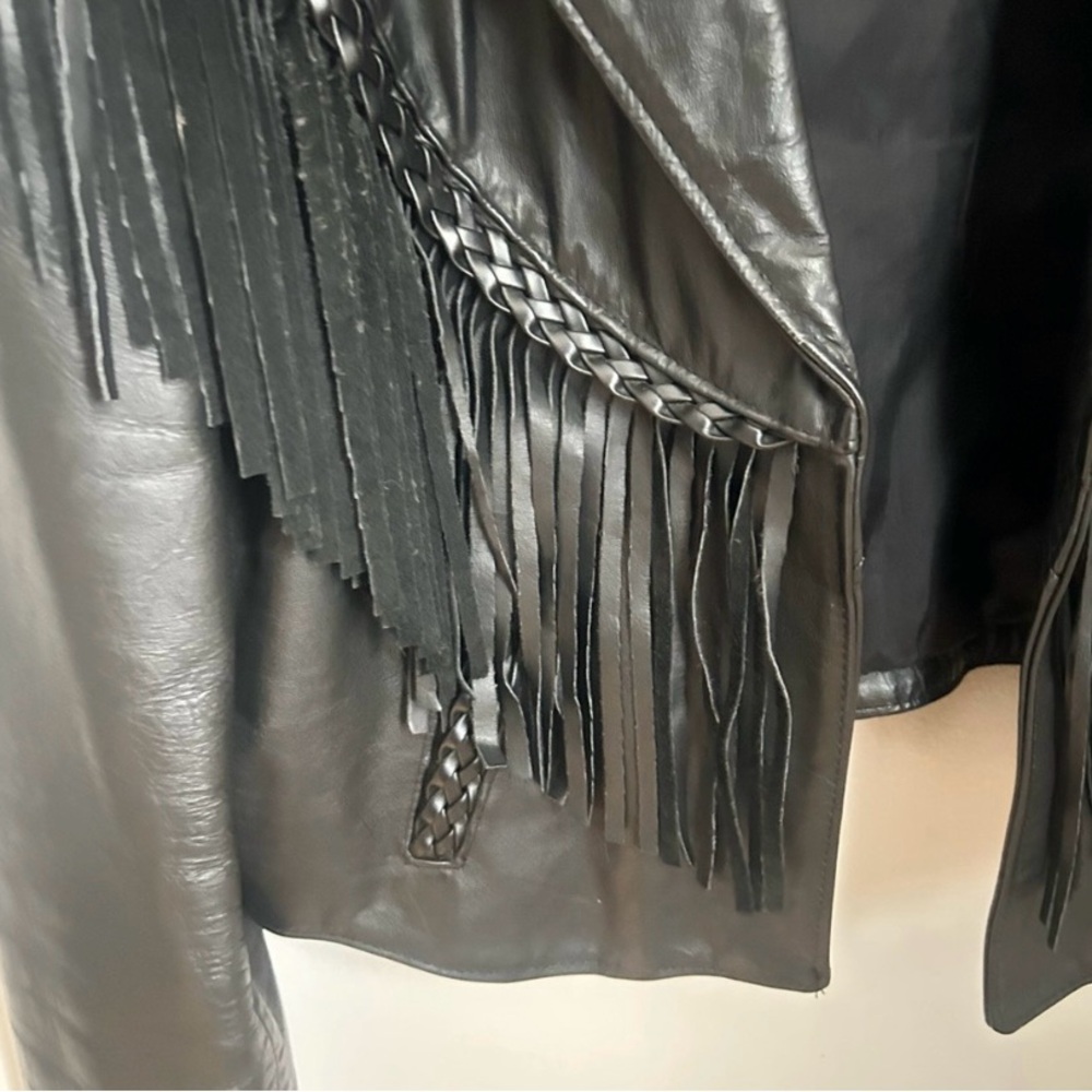 Vintage Black Fringe Leather Cropped Jacket - Women - Picture 6 of 16
